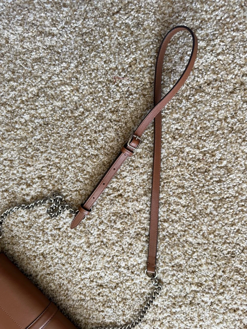 Coach Nomad Crossbody Clutch Wallet in Saddle Brown Leather Silver Chain